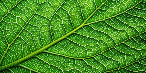 Obraz premium Vivid green leaf pattern with macro detail showcasing natures texture and ecological beauty, vivid, green, leaf, pattern, macro