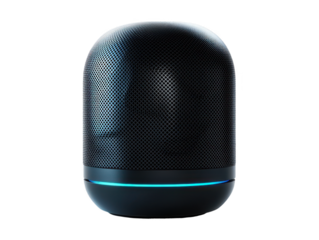 Voice-controlled smart speaker, 3D render on white background