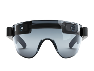 Smart glasses with AR capabilities on white background