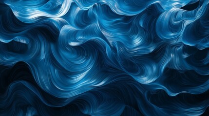 Obraz premium Abstract Blue Waves, Digital Art, Abstract Background, Fluid Design, Blue Wave, Lines, Dynamic