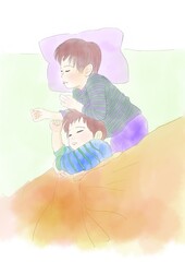 一緒に寝ている兄弟のイラスト