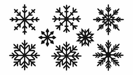 Snowflake silhouettes set. Snowflake symbols. Snow icon. Vector illustration