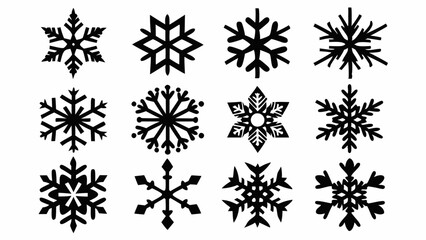 Snowflake vector elements set, snowflake silhouettes