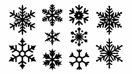 Snowflake vector elements set, snowflake silhouettes