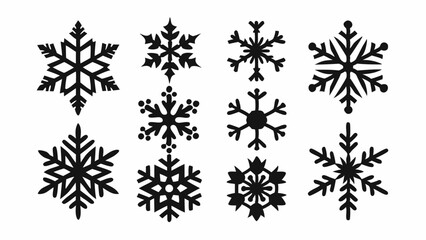 Snowflake vector elements set, snowflake silhouettes