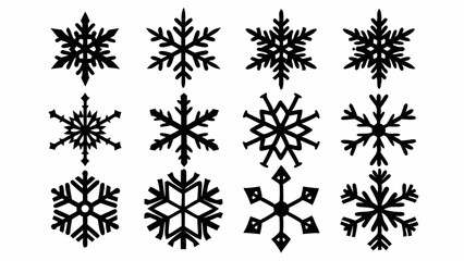 Snowflake vector elements set, snowflake silhouettes