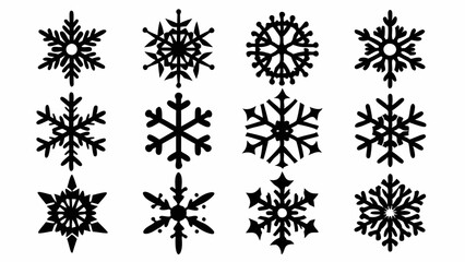 Snowflake vector elements set, snowflake silhouettes