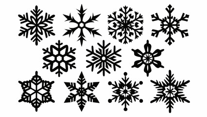 Snowflake vector elements set, snowflake silhouettes