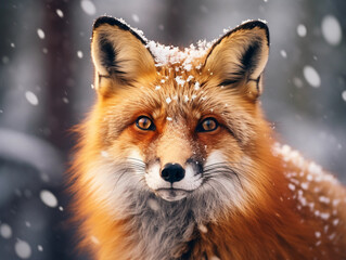Obraz premium Close-up Image of a Red Fox with Intense Gaze