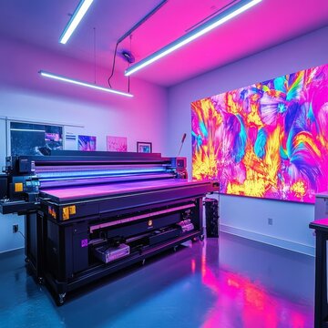 Large Format Printer in a Vibrant Studio, Large Format Printing , Digital Printing, Art Studio , Print Production