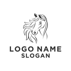 elegant minimalist black horse head logo