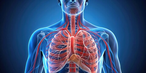 Detailed model of human respiratory system with emphasis on lungs, respiratory, system, human,model, lungs, detailed