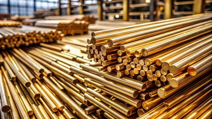 Scrap brass rods rejects in metal products factory , brass, rods, scrap, rejects, metal, factory
