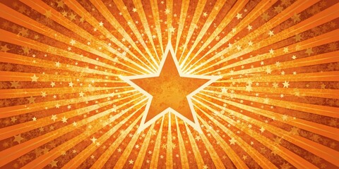 Obraz premium Grunge starburst in orange , grunge, starburst, orange, vintage, retro, background, texture, design, abstract, sunburst, burst