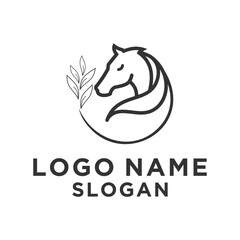 elegant minimalist black horse head logo