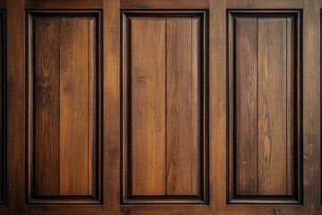 Classic cabinet wall of brown wood panels wallpaper, ai