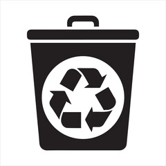 Garbage Can Icons silhouette victor style with white background