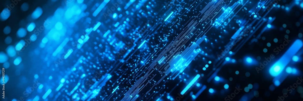 Poster a futuristic abstract technology background featuring glowing blue lines and data flow. the image sy