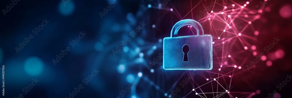 Aufkleber a glowing blue padlock symbolizing a zero-trust security model in a digital network. the concept of 