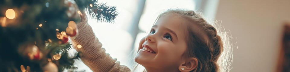 Joyful Family Decorating Christmas Tree: Happy Parents and Smiling Daughter Enjoying Holiday Traditions. Festive Home Scene Capturing Love, Togetherness, and Seasonal Cheer. Perfect for Holiday Market