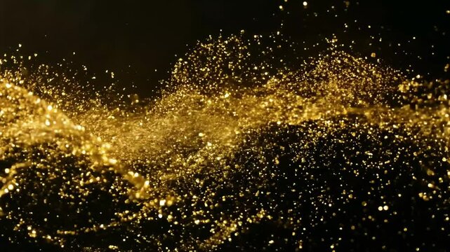 sparkling gold dust on a black background footage