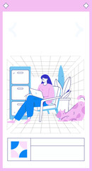 Home indoor character scene flat vector concept operation hand drawn illustration
