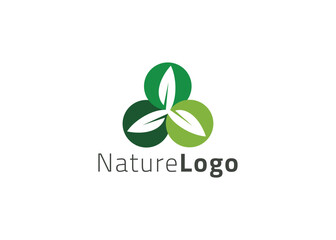 Green abstract leaf logo design template