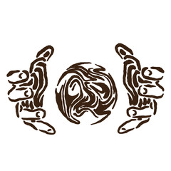 vector illustration of palm wanting to grasp the world