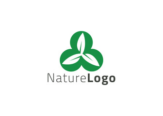 Green abstract leaf logo design template