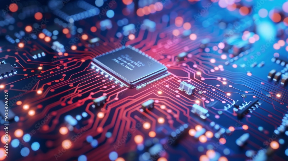 Poster abstract technology background with futuristic blue circuit board design featuring network lines and