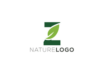 Letter Z Green abstract leaf logo design template