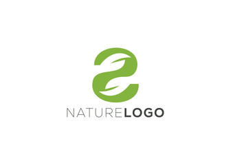 Letter Z Green abstract leaf logo design template