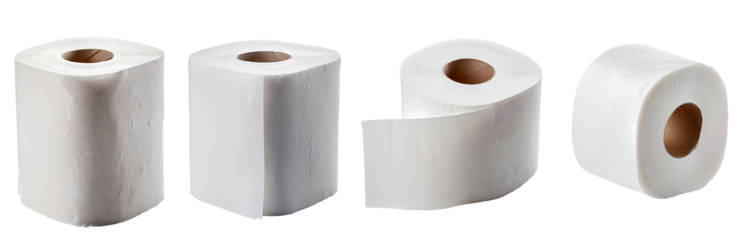 White toilet paper for cleaning the bathroom on a transparent background