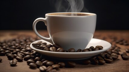 Close up white coffee cup, generative AI