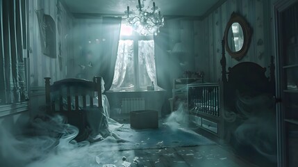 A Haunting Nursery Filled with Eerie Mist