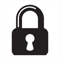 Lock icon, black silhouette victor style with white background