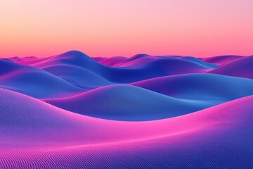 Vibrant abstract landscape with colorful waves at sunset