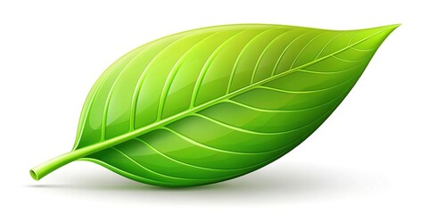 A stylized green leaf icon with rounded edges and vibrant texture, isolated on a pure white background, symbolizing growth, nature, and harmony in modern design.