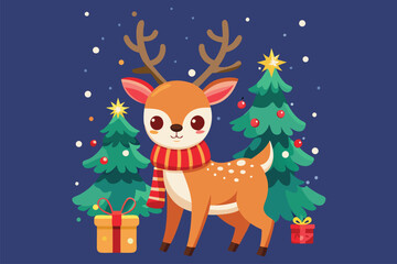 Best  cute deer is celebrating Christmas day  Art Illustrations vector 31.eps
