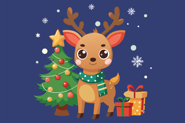 Best  cute deer is celebrating Christmas day  Art Illustrations vector 32.eps