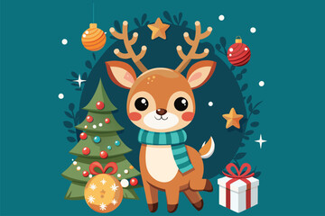 Best  cute deer is celebrating Christmas day  Art Illustrations vector 37.eps