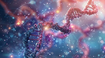 Abstract representation of a DNA double helix, highlighting the intricate molecular structure and its role in genetics.