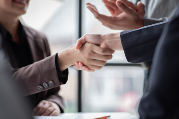 Business handshake for teamwork of business merger and acquisition,successful negotiate,hand...