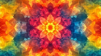 Obraz premium Abstract Colorful Mandala Pattern, Floral Design, Kaleidoscope Art