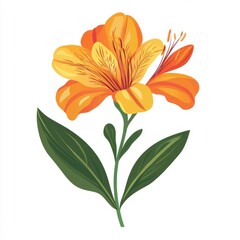 vector graphic of an orange alstroemeria flower