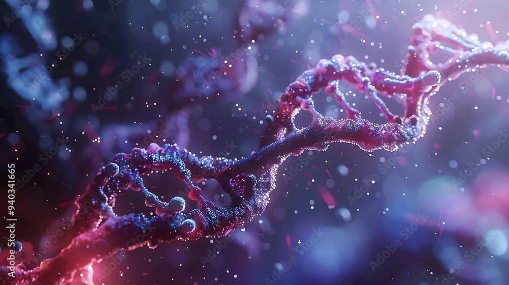 Poster close-up of a dna double helix structure. the double helix is a complex and beautiful structure that