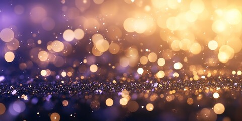 Enchanting Golden Fireworks and Purple Bokeh: Romantic Abstract Background for Valentine's Day, New Year's Eve, and Festive Celebrations. Elegant Minimalist Design with Copy Space for Holiday Marketin