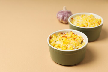 Concept of tasty and delicious homemade food - potato casserole