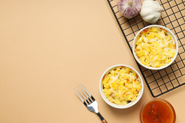 Concept of tasty and delicious homemade food - potato casserole