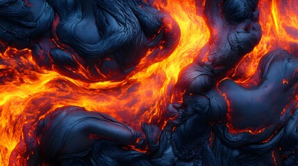 Closeup of Molten Lava Flow with Abstract Texture
